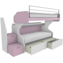 Gsminic - Lit superposé coulissant avec tiroirs coulissants indépendants avec échelle à tiroirs - bianco e cipria