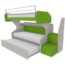 Letto a castello scorrevole con letto estraibile - La soluzione 3 in 1 per la cameretta - Rovere rock