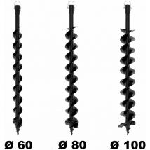 GT Garden 3 Stück Profi Erdlochbohrer Pfahlbohrer Pfostenbohrer Ersatzbohrer für Erdbohrgerät, Stahl, Durchmesser 60/80/100mm