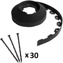 Gt Garden flexible Rasenkante - Beetumrandung, Schwarz, 4 cm x 10 m inkl. 30 Befestigungstiften