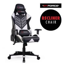 Gtforce - pro st leather racing sports office chair in black and white