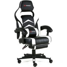 Gtforce - turbo white leather racing sports office chair in black and blue