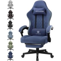 Gtplayer - Chaise Gaming Bureau Ergonomique Fauteuil Gaming Professionnel accoudoir inclinable réglable en Hauteur jusqu'à 150Kg Blue