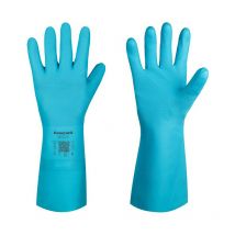 Guante de nitrilo azul para industria química y alimentaria flexitril flocked Safetop 7