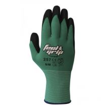 H257/8 guante nylon palma recubierta de latex con microventosas verde/negro con cart Juba