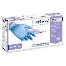 Guantes de nitrilo Reflexx R77100 sin polvo, 100 % libres de látex, 3 gr, Cat.3, 100 unidades, l