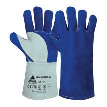 Guantes de soldar Mühlheim Blue talla 11 piel serraje vacuno azul / gris (Por 6)