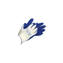 Guantes de tela y palma de látex Adherencia correcta y resistentes en diferentes colores3 colores, Pack de 12 pares T-10 (Blíster Unidad) Azul