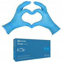 Mercator - Guantes de nitrilo m 100uds. guantes médicos azules sin polvo