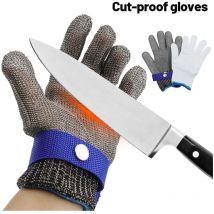 SNQ - Guantes resistentes a cortes de acero inoxidable. Guante de seguridad resistente a cortes para caza, pesca y carnicería. Algodón duradero, alto