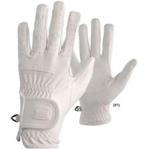 Daslo - Guanti da equitazione in materiale tecnico con doppi inserti in lycra: l, bianco