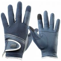 Tattini - Guanti da equitazione in materiale tecnico con dorso in rete e profilo argento: xl, blu