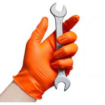 Esto - Guanti in Nitrile Arancione 100pz 500pz 1000pz Rinforzati da Lavoro 8 Gr, Anti Scivolo, Resistenti ad Agenti Chimici, Mono uso Usa e Getta,