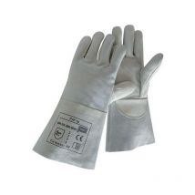 Geprufte Sicherheit - Guanto Saldatore Cuoio Granuloso Cuoio / Split Combinata / Nervata Bovina Con Protezione Del Polso, Formato: 10 (a 12)