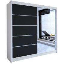 Guardaroba Closico 142, Bianco + Nero, 215x180x58cm, Porte guardaroba: Scorrevole, Numero di ripiani: 0