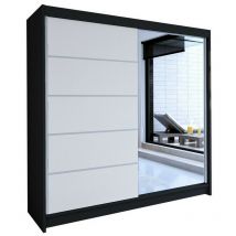 Mirjan24 - Guardaroba Closico 142, Nero + Bianco, 215x180x58cm, Porte guardaroba: Scorrevole, Numero di ripiani: 0, led