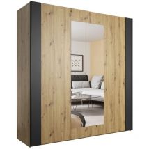 Arredamento1 - Guardaroba Austin AN100, Rovere Artisan, 213x200x64cm, Porte guardaroba: Scorrevole, Numero di ripiani: 0