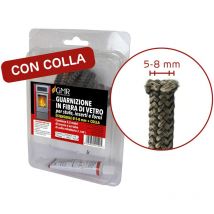 Guarnizione in fibra estensibile 5-8MM vetro per sportelli stufe, caminetti e forni con colla omaggio