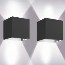 GU.B/bon Appliques Murales 12W, 2pcs 6000K LED Applique Murale Exterieur/Interieur, Réglable Applique Mural Exterieur, Anti-Eau IP65 Lampe Murale