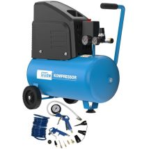 Güde Kompressor 220-8-24 13-tlg. – ölfrei – 1,5 kW – max. Druck 8 bar – Kesselinhalt 24 l – 2 Manometer – 220 l/min Ansaugleistung