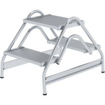 Günzburger Steigtechnik - Arbeitspodest beidseitig begehbar Aluminium geriffelt 2 x 2 Stufen - 050059
