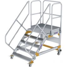 Günzburger Steigtechnik - Plattformtreppe 45° fahrbar Stufenbreite 1 m 5 Stufen Aluminium geriffelt - 600805