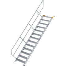 Günzburger Steigtechnik - Treppe 45° Stufenbreite 800 mm 13 Stufen Aluminium geriffelt - 600273