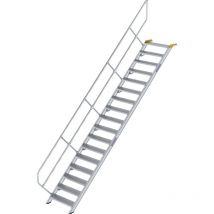 Günzburger Steigtechnik - Treppe 45° Stufenbreite 800 mm 17 Stufen Aluminium geriffelt - 600277