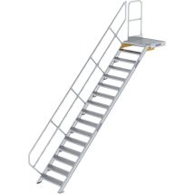 Günzburger Steigtechnik - Treppe Mit Plattform 45° Stufenbreite 800 Mm 16 Stufen Aluminium Geriffelt - 600456