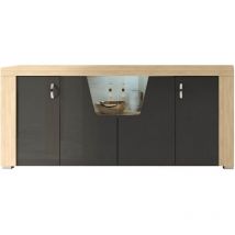Altobuy - guest - Buffet 4 Portes Aspect Chêne Miel avec Eclairage Led