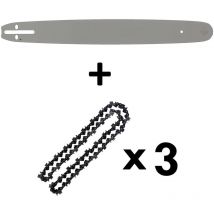 Guide 18 pouces (45 cm) avec lot de 3 chaînes 72 maillons pour tronçonneuse