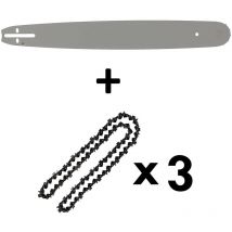 Gt Garden - Guide 20 pouces (50 cm) avec lot de 3 chaînes 76 maillons pour tronçonneuse