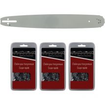 Guide 45 cm (18 pouces) + lot de 3 chaînes 64 maillons - Compatible tronçonneuses HUSQVARNA
