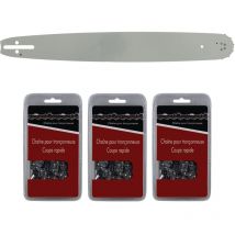 Gt Market - Guide 45 cm (18 pouces) + lot de 3 chaînes 68 maillons - Compatible tronçonneuses husqvarna