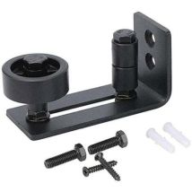 Guide De Porte Coulissante Robuste Pour Porte De Grange, Butée 8 En 1 En Acier Au Carbone Noir Design De Fond Encastré, Panneau De Sol Et De Porte, 