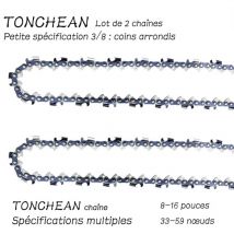 Guide et chaîne pour tronçonneuse,Lot de 2 chaînes de tronçonneuse Faible Rebond 3/8'LP 42 maillons pour tronçonneuse (10pouces)Lame à 21