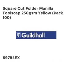 Concord - Guildhall Square Cut Folder Manilla Foolscap 250gsm Yellow (Pack 100)