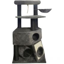 1000brico - guily Arbre a chat gris foncé- 50 x 50 x 141 cm - Gris foncé - 2 plateformes, 1 perchoir, 1 cabane, 1 rampe, 1 tunnel
