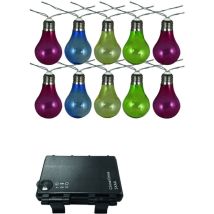 Guirlande lumineuse d'extérieur – 10 lampes LED colorées – Longueur 3 m – Multi Couleur – Alimentation piles AA