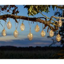 Guirlande 10 suspensions solaires Spirale 50 leds blanc chaud