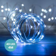 Guirlande Led Argent 4M - Guirlande Lumineuse Led 40 Leds - Guirlande Leds pour deco chambre, déco de Noël, ambiance poétique et romantique