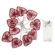 Guirlande coeur led - 10 coeur - rouge