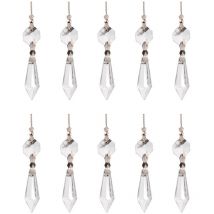 Guirlande de 10 perles en cristal à suspendre pour lustre, décoration de fête de mariage, transparente