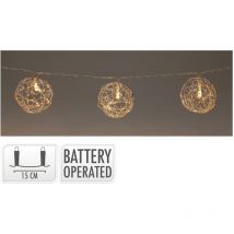 Basics - guirlande de 3 boules de jute avec lumière led, blanc chaud.