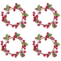 Guirlande de baies de Noël 4 pièces Guirlande de baies simulées Décors Bougeoir décoratif Coupe Mini couronne Orne