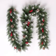 Coocheer - Guirlande de Noël Artificielle 2.7m en pvc, Guirlande Sapin Decoration Noel Intérieure et Extérieure avec Pommes de Pin pour Cheminée,