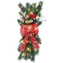 Guirlande de Noël artificielle pour escaliers, portes, cheminées, fenêtres, décorations de couronnes de Noël