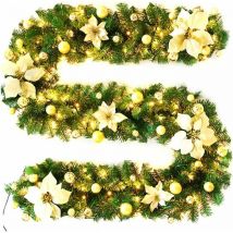 Beijiyi - Guirlande de noël Couronne, lumière led cheminée de noël illuminée Guirlande Artificielle décoration de noël 2.7m