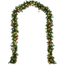 Casaria - Guirlande de Noël lumineuse Décoration en sapin artificiel avec lumières blanc chaud pour porte fenêtre balustrade-5 m décoré 80 LEDs