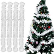 Guirlande de Noel Sapin, 4pcs Guirlandes Tinsel Noël, Guirlande Sapin 2m, Guirlande Tinsel Métallique Scintillantes pour Mariage Anniversaire Fête